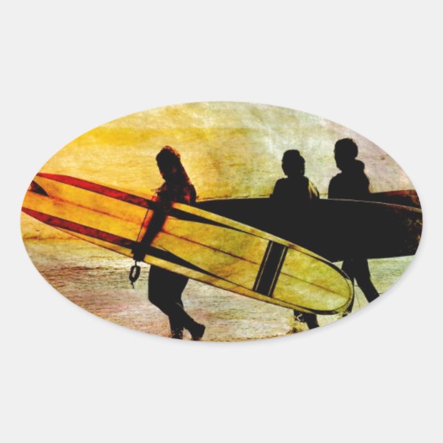 Surfing Oval Sticker (Front)