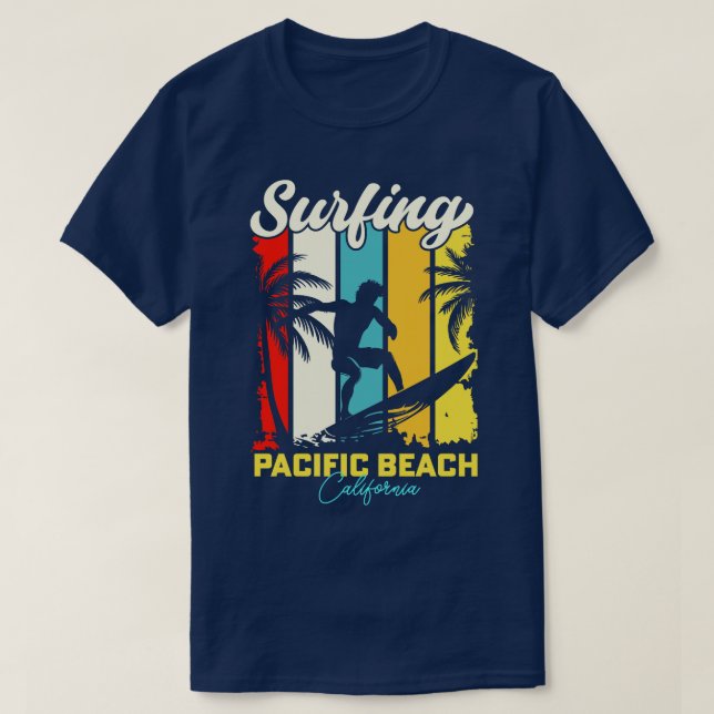 Surfing Pacific Beach California T-Shirt (Design Front)