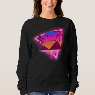 Surfing Palm Trees Sunset Retro Surfer 90s Vaporwa Sweatshirt