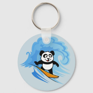 Surfing Panda Key Ring