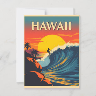 Surfing Paradise: Hawaii Sunset Adventure Postcard