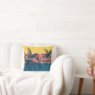 Surfing Paradise Miami Beach Florida Cushion