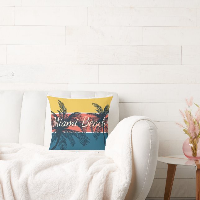 Surfing Paradise Miami Beach Florida Cushion (Couch)