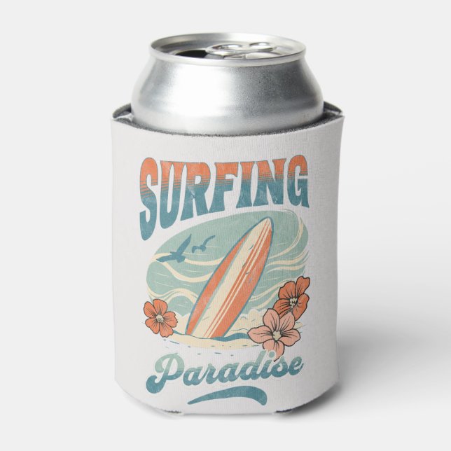 Surfing Paradise retro style design Can Cooler (Can Front)