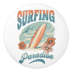 Surfing Paradise retro style design Ceramic Knob