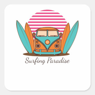 Surfing Paradise Square Sticker