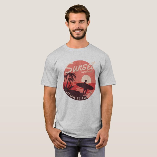 Surfing paradise sunset T-Shirt (Front Full)