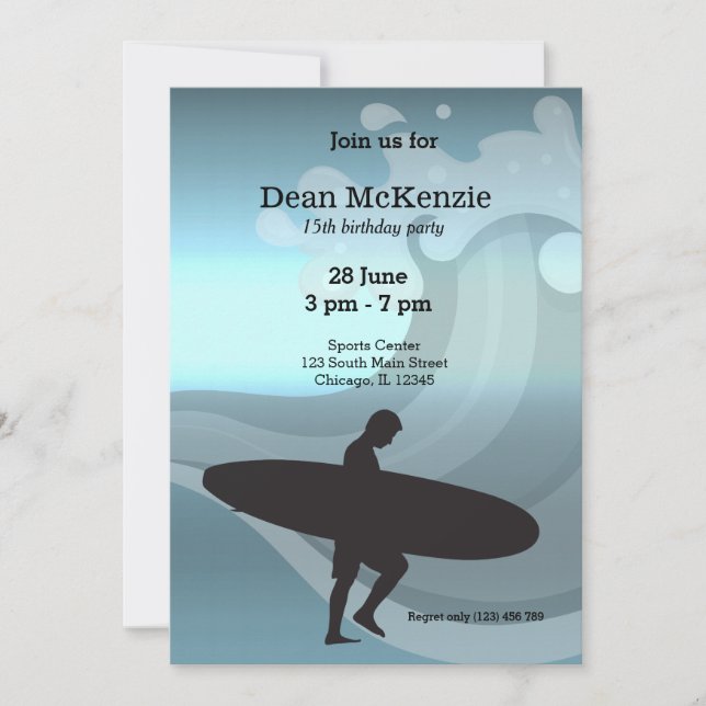 Surfing party invitation (Front)