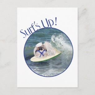 Surfing Pekingese Dog Postcard