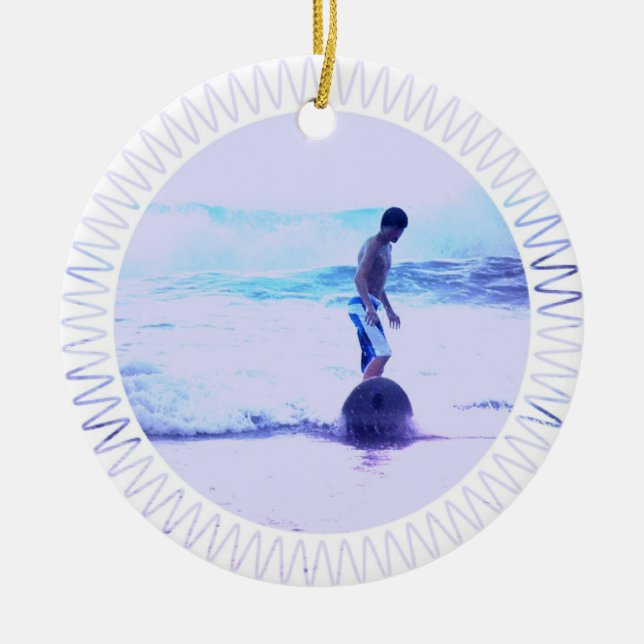 Surfing Photo Design Ornament (Front)