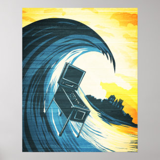 Surfing Pinball Machine Poster