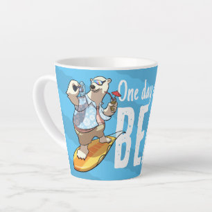 Surfing Polar Bear One Day Closer To The Beach Latte Mug