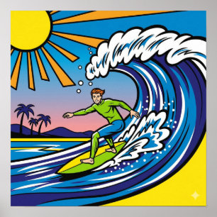 Surfing Pop Art Poster