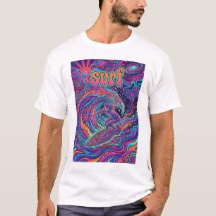 surfing psychedelic style design T-Shirt