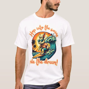 Surfing Rabbit Riding Ocean Waves T-Shirt