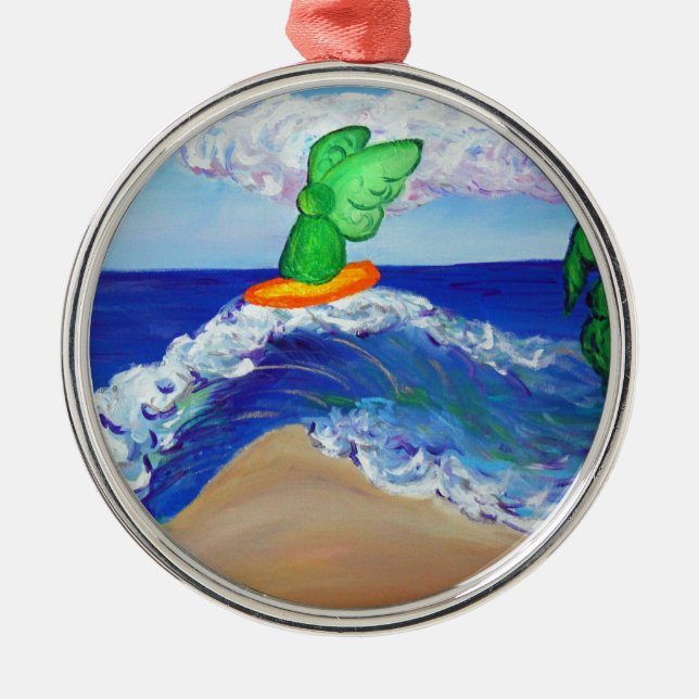 Surfing Raphael Angel Riding Healing Wave Ornament (Front)