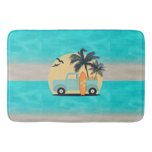 Surfing Retro Bath Mat (Front)