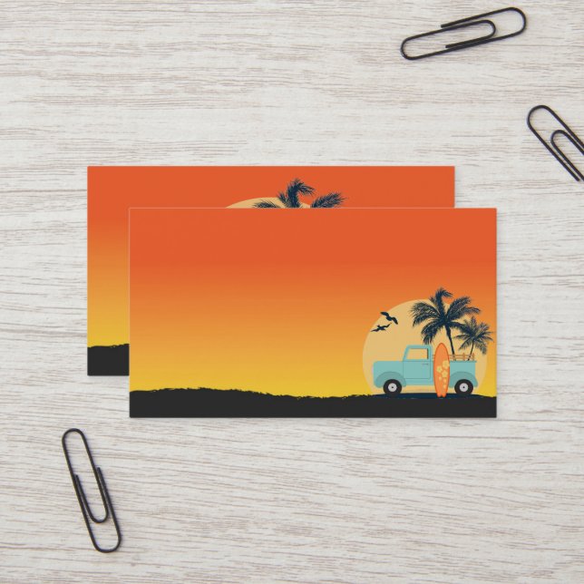 Surfing Retro Business Card (Front/Back In Situ)