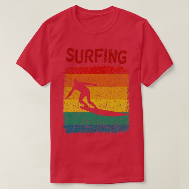Surfing retro distressed look surfer surfboarding T-Shirt (Design Front)