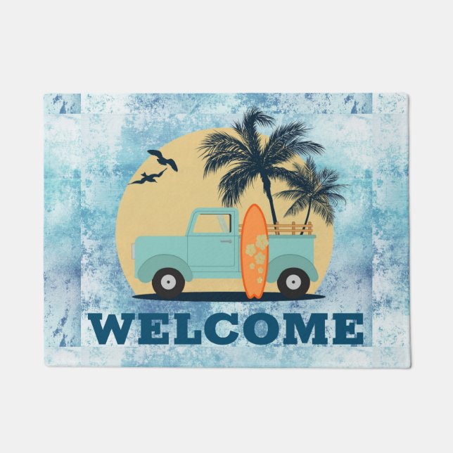 Surfing Retro Door Mat (Front)