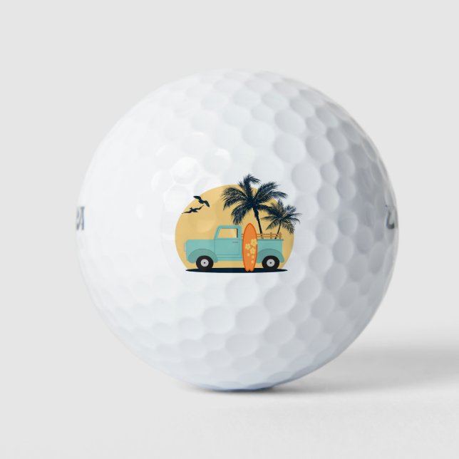 Surfing Retro Golf Ball (Front)