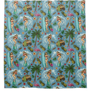 Surfing/Retro van Shower Curtain