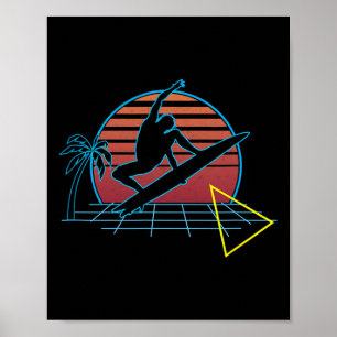Surfing Retro Vintage Surfer 80s Style  Poster