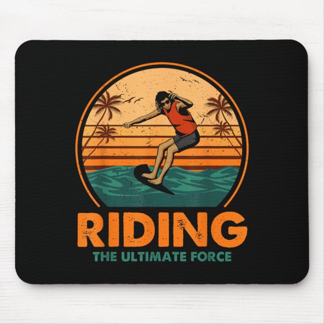 Surfing Riding The Force Sunset Wave Ride Art Mouse Mat (Front)
