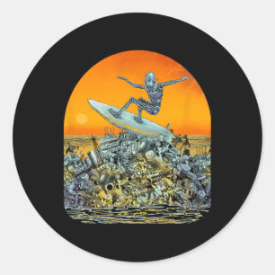 Surfing Robot Junk Surfer - By Emek Artman Classic Round Sticker