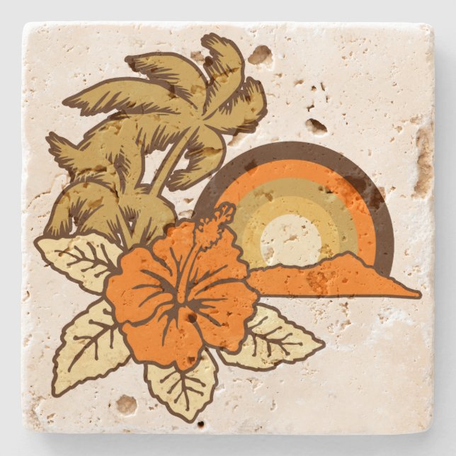 Surfing Safari Hawaiian Island Tiki Bar Coasters (Front)