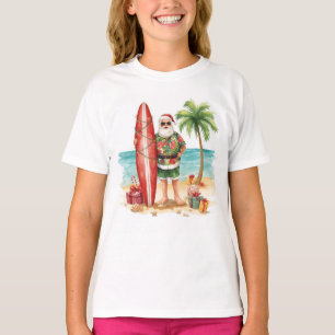 Surfing Santa at the beach Christmas Party T-Shirt
