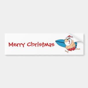 surfing santa bumper sticker