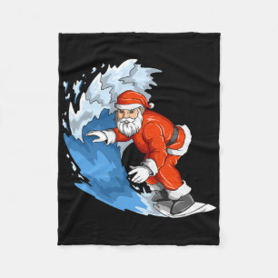 Surfing Santa Christmas In July Santa Hawaiian Sum Fleece Blanket