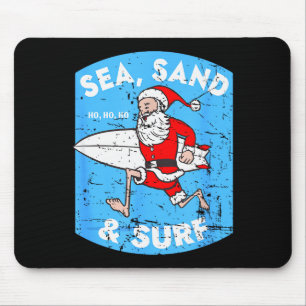 Surfing Santa - Christmas Surfboarding Santa Claus Mouse Mat