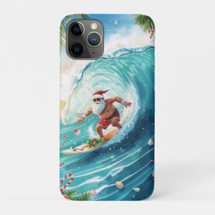 Surfing Santa Christmas with Santa Surfer  iPhone 11 Pro Case