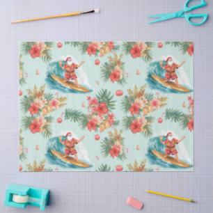 Surfing Santa Christmas Wrapping Paper Sheets 