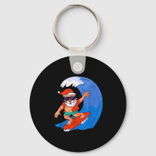 Surfing Santa Claus Christmas X-mas Gift Key Ring