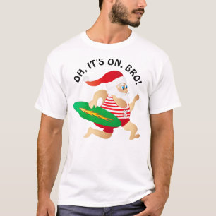 Surfing Santa Claus Vintage Swimsuit It's On Bro T T-Shirt