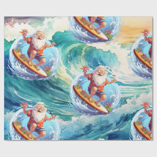 Surfing Santa Claus  Wrapping Paper