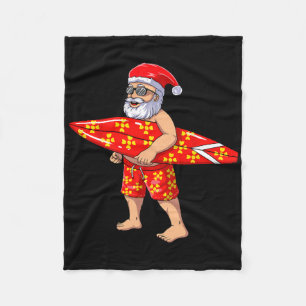 Surfing Santa For Hawaiian Surf Christmas Fleece Blanket