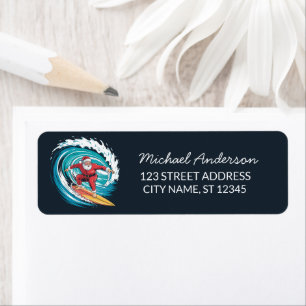 Surfing Santa Funny Christmas Return Address