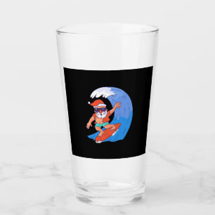 Surfing Santa Glass