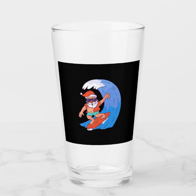 Surfing Santa Glass (Front)
