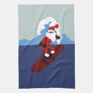 Surfing Santa Kitchen Towel