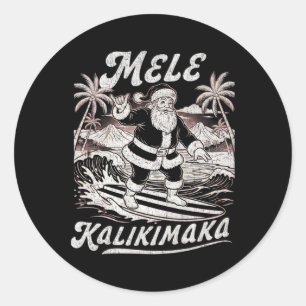 Surfing Santa Mele Kalikimaka Christmas Shirt Hawa Classic Round Sticker