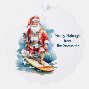 Surfing Santa Paper Ornament Card