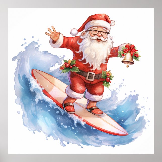 Surfing Santa Poster (Front)