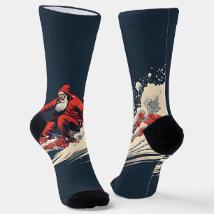 Surfing Santa Summer Christmas Socks