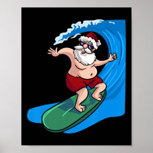 Surfing Santa Surfer Christmas In July Poster