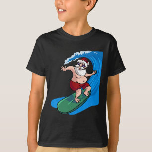 Surfing Santa Surfer Christmas In July  T-Shirt